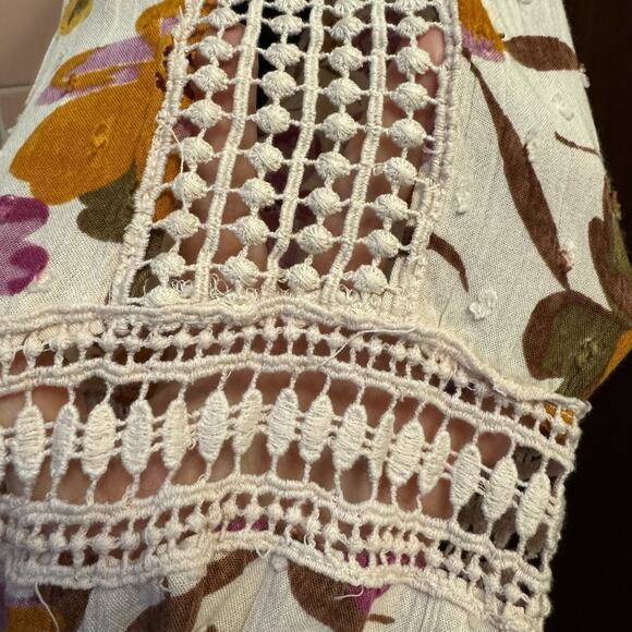 Angie Blouse Medium Womens Top Boho Peasant Cottagecore Crocheted Accents - Picture 5 of 8